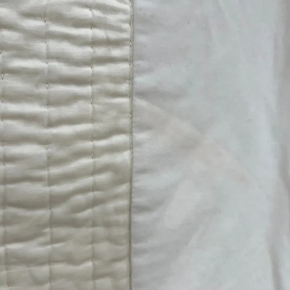 Pottery Barn Cream Velvet Channel Stitch Quilt 72
